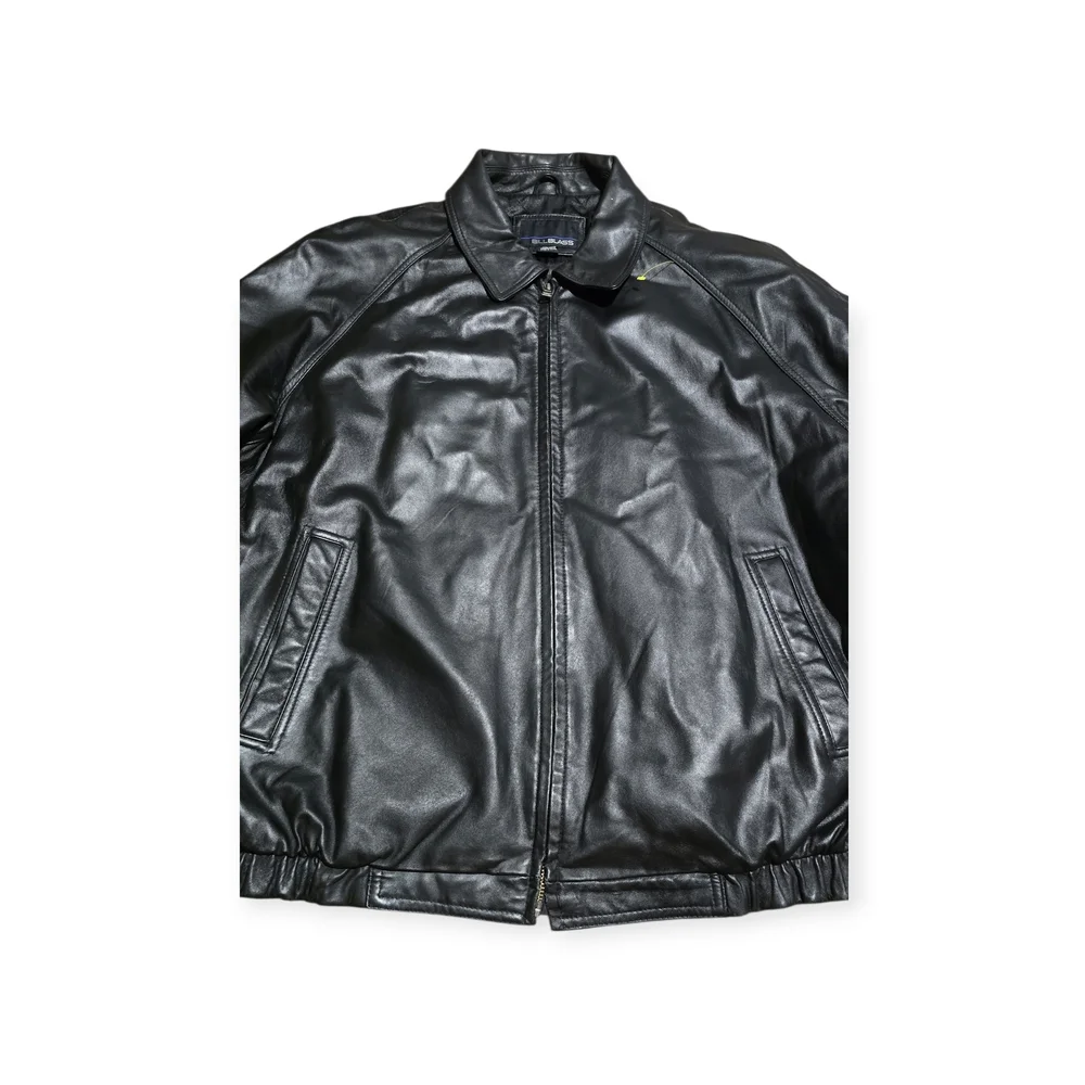Bill Blass Black Lambskin Leather Bomber Jacket